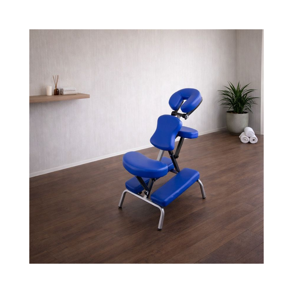 Φορητή καρέκλα κρεβάτι βαλίτσα μασάζ μπλε με θήκη μεταφοράς - Image 5