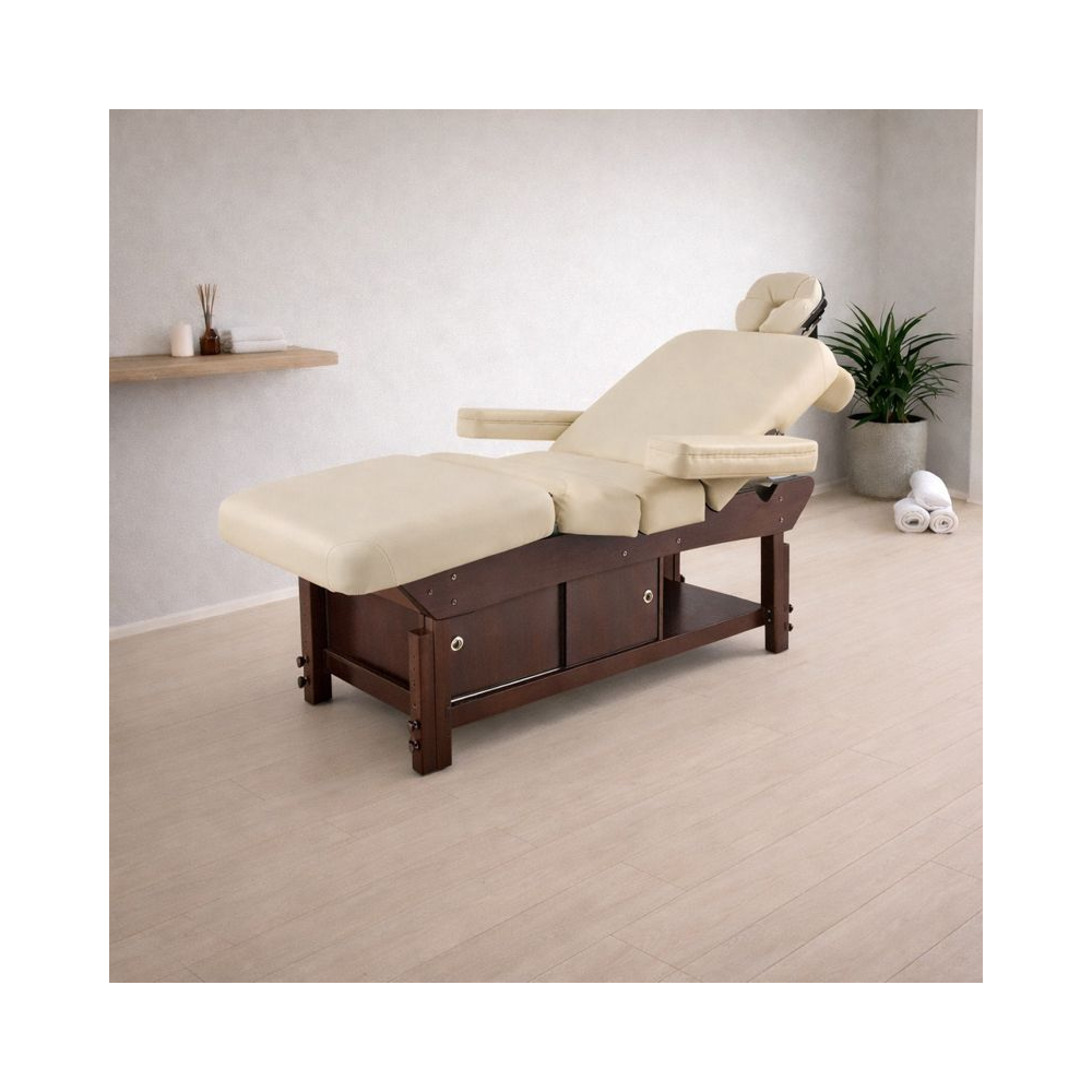 Σταθερό κρεβάτι μασάζ - spa 3 τμημάτων καφέ με χώρο αποθήκευσης - Image 8