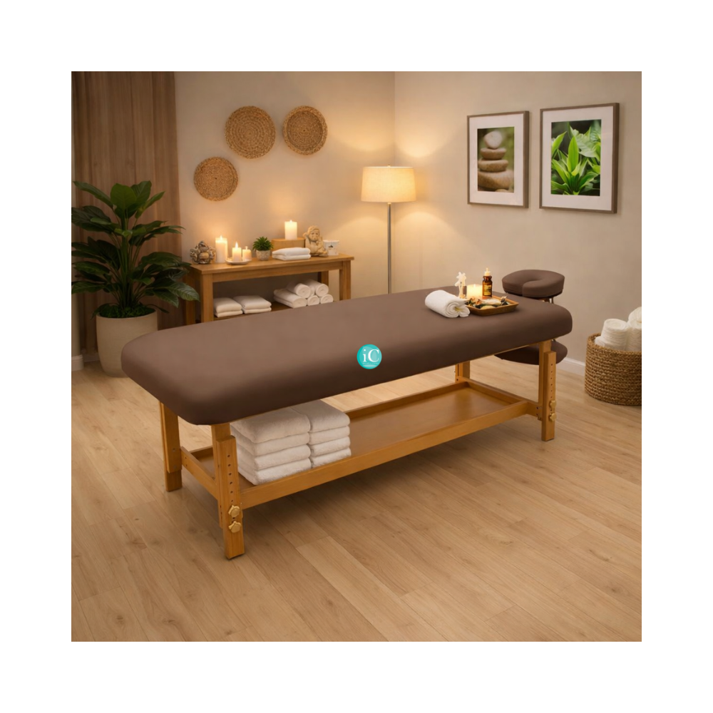 Ξύλινο σταθερό κρεβάτι massage spa καφέ - Image 7