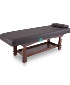 σταθερό κρεβάτι αισθητικής spa με ξύλινη βάση wenge χρώματος